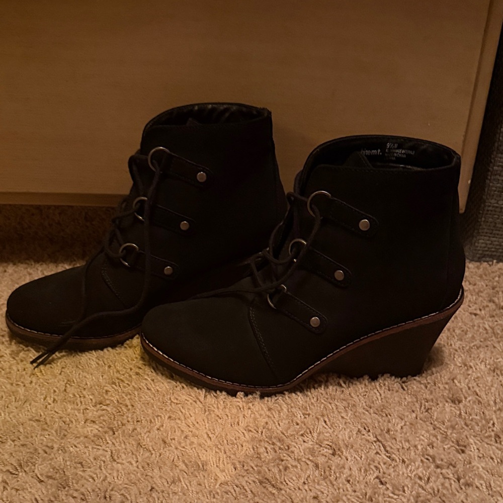 Black Wedge Ankle Boots